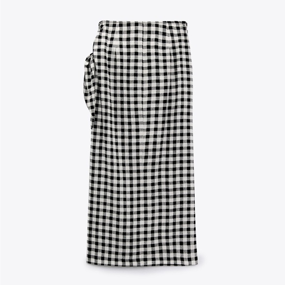 ZARA Gingham Linen Blend Skirt - Picture 10 of 12